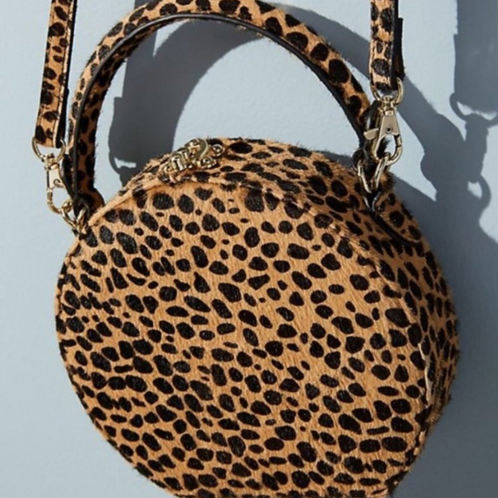 NWOT Anthropologie Calfskin Leopard Print Bag - Picture 3 of 7